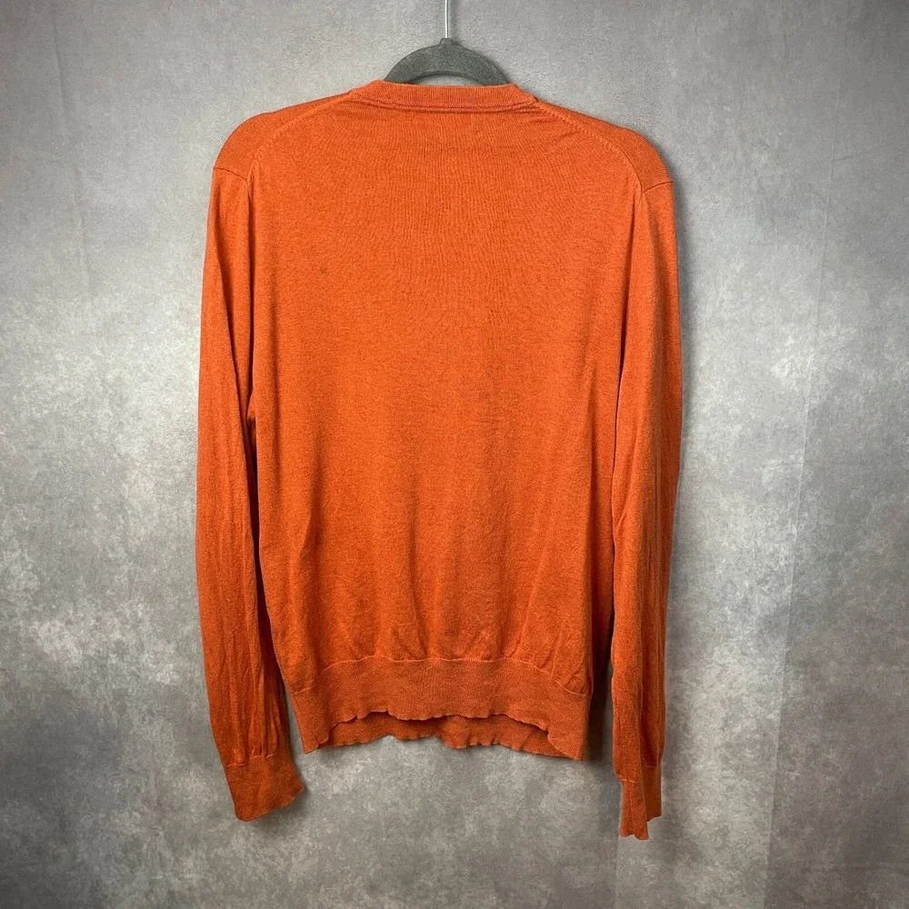 Banana Republic Sweater Mens L Orange Silk Cotton‎ Cashmere Luxury Blend V-Neck